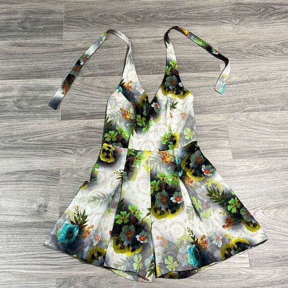 Alberto Makali halter top floral romper with rose gold thread - Picture 1 of 8